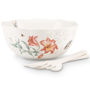 Butterfly Meadow Salad Bowl & Servers - Set of 2