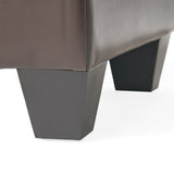 Merrill Double Opening Chocolate Brown Leather Storage Ottoman Noble House