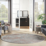 Nourison Rustic Textures RUS15 Painterly Machine Made Power-loomed Indoor Area Rug Light Grey/Rust 7'10" x round 99446836151