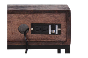 Porter Designs Lakewood Solid Wood with Power Ports Transitional End Table Dark Brown 05-190-26-0809