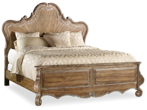 Hooker Furniture Chatelet Traditional-Formal King Wood Panel Bed in Poplar Solids with Pecan Veneers and Resin 5300-90266