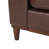 Warbler Contemporary Faux Leather Upholstered 3 Seater Sofa, Dark Brown and Espresso Noble House