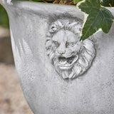 Noble House Simba Outdoor Traditional Roman Chalice Garden Urn Planter with Lionhead Accents, Antique White