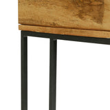 Duso Modern Industrial Handmade Mango Wood C-Shaped Side Table with Drawer, Natural and Gray Noble House