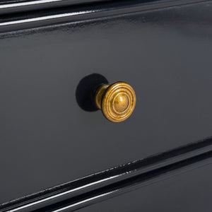 Safavieh Mina Nightstand 25"H Bamboo Modern Coastal 3 Drawer Navy Wood NC Coating MDF ZiNC Alloy NST3500A 889048339491