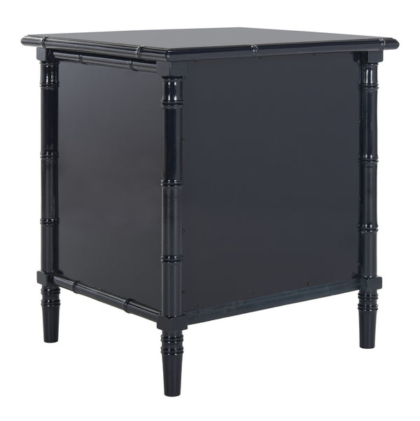 Safavieh Mina Nightstand 25"H Bamboo Modern Coastal 3 Drawer Navy Wood NC Coating MDF ZiNC Alloy NST3500A 889048339491