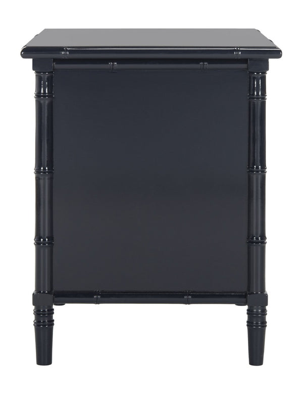 Safavieh Mina Nightstand 25"H Bamboo Modern Coastal 3 Drawer Navy Wood NC Coating MDF ZiNC Alloy NST3500A 889048339491