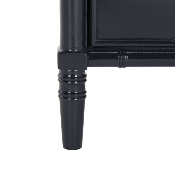 Safavieh Mina Nightstand 25"H Bamboo Modern Coastal 3 Drawer Navy Wood NC Coating MDF ZiNC Alloy NST3500A 889048339491