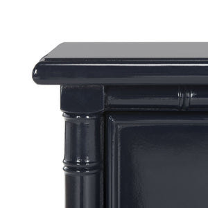 Safavieh Mina Nightstand 25"H Bamboo Modern Coastal 3 Drawer Navy Wood NC Coating MDF ZiNC Alloy NST3500A 889048339491