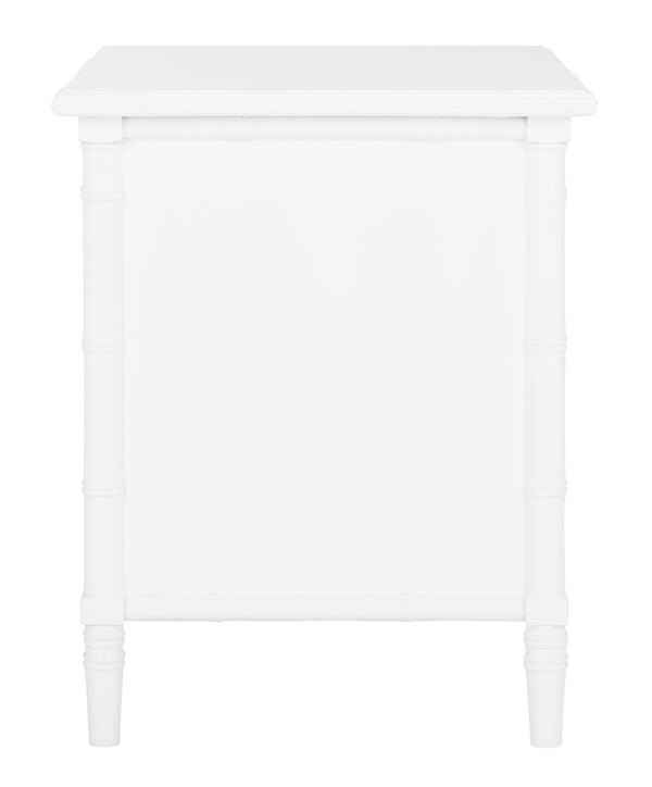 Safavieh Mina Nightstand 25"H Bamboo Modern Coastal 3 Drawer White Wood NC Coating MDF ZiNC Alloy NST3500B 889048339514