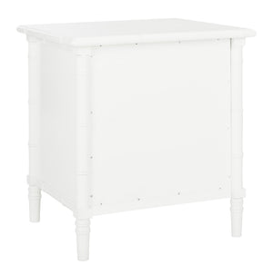 Safavieh Mina Nightstand 25"H Bamboo Modern Coastal 3 Drawer White Wood NC Coating MDF ZiNC Alloy NST3500B 889048339514