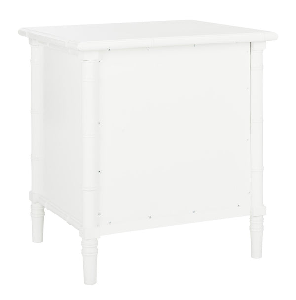 Safavieh Mina Nightstand 25"H Bamboo Modern Coastal 3 Drawer White Wood NC Coating MDF ZiNC Alloy NST3500B 889048339514
