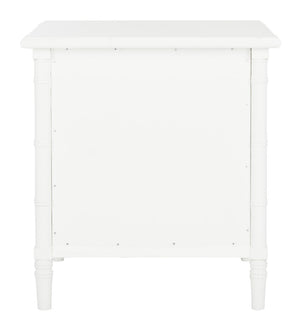 Safavieh Mina Nightstand 25"H Bamboo Modern Coastal 3 Drawer White Wood NC Coating MDF ZiNC Alloy NST3500B 889048339514