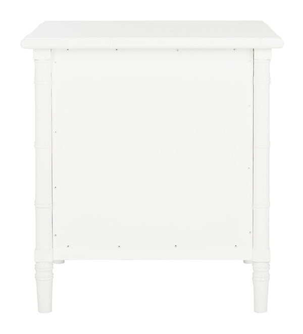 Safavieh Mina Nightstand 25"H Bamboo Modern Coastal 3 Drawer White Wood NC Coating MDF ZiNC Alloy NST3500B 889048339514