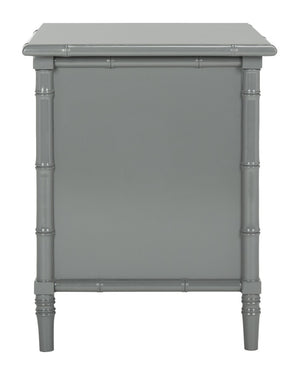 Safavieh Mina Nightstand 25"H Bamboo Modern Coastal 3 Drawer Grey Wood NC Coating MDF ZiNC Alloy NST3500C 889048339521