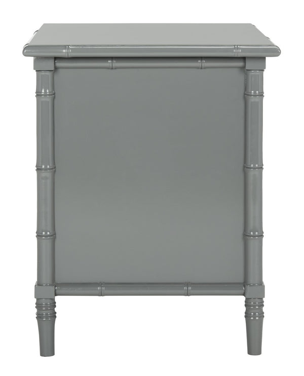 Safavieh Mina Nightstand 25"H Bamboo Modern Coastal 3 Drawer Grey Wood NC Coating MDF ZiNC Alloy NST3500C 889048339521