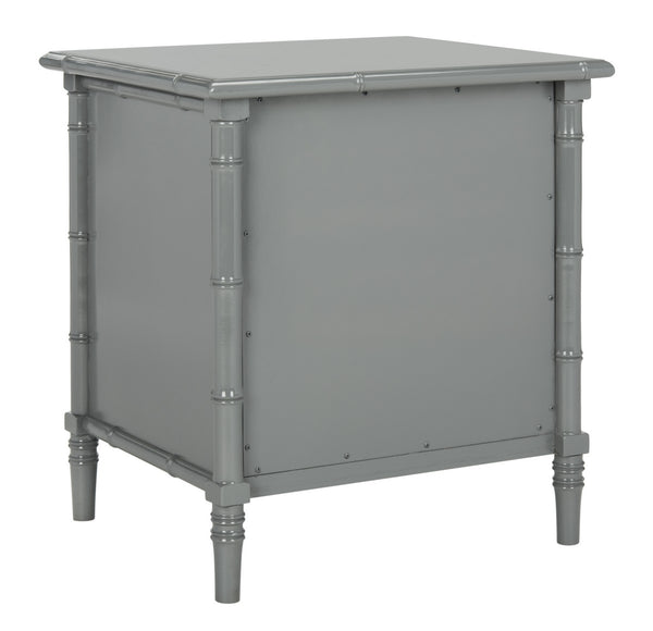 Safavieh Mina Nightstand 25"H Bamboo Modern Coastal 3 Drawer Grey Wood NC Coating MDF ZiNC Alloy NST3500C 889048339521