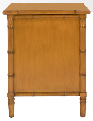 Safavieh Mina Nightstand 25"H Bamboo Coastal 3 Drawer Brown Wood NC Coating MDF ZiNC Alloy NST3500D 889048339552