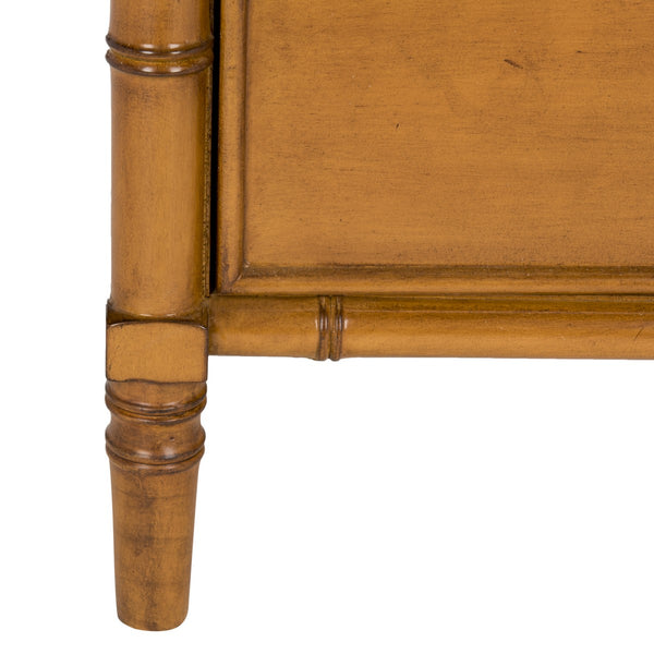 Safavieh Mina Nightstand 25"H Bamboo Coastal 3 Drawer Brown Wood NC Coating MDF ZiNC Alloy NST3500D 889048339552