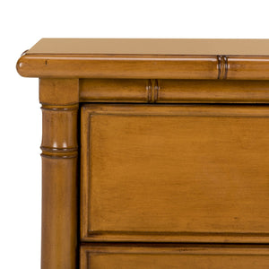 Safavieh Mina Nightstand 25"H Bamboo Coastal 3 Drawer Brown Wood NC Coating MDF ZiNC Alloy NST3500D 889048339552