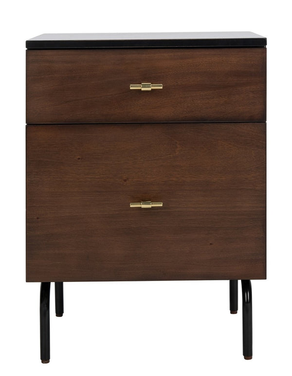 Safavieh Genevieve 2 Drawer Nightstand Walnut Black Wood NST5002A