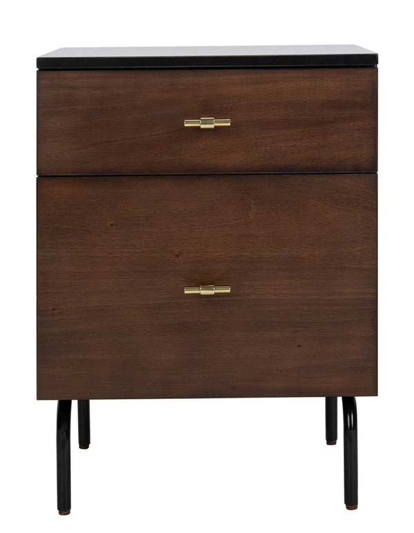 Safavieh Genevieve 2 Drawer Nightstand Walnut Black Wood NST5002A