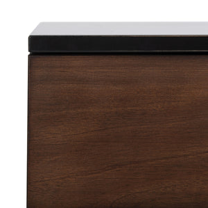 Safavieh Genevieve 2 Drawer Nightstand Walnut Black Wood NST5002A
