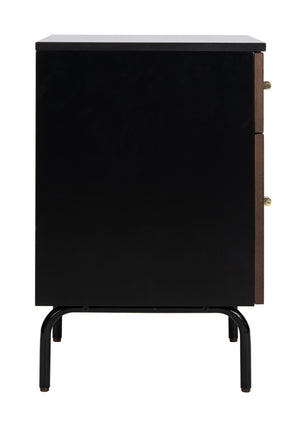Safavieh Genevieve 2 Drawer Nightstand Walnut Black Wood NST5002A
