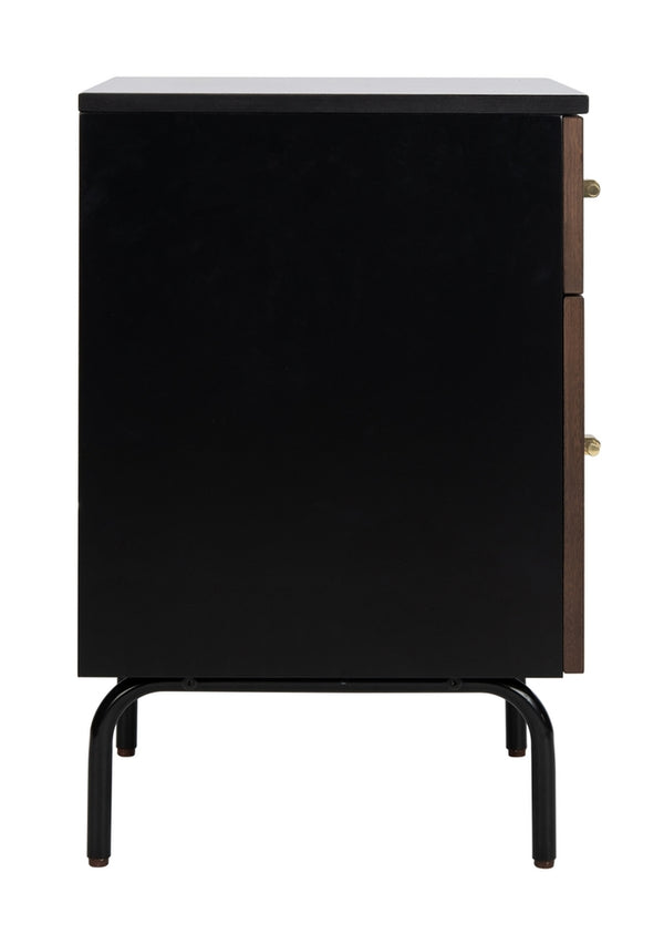 Safavieh Genevieve 2 Drawer Nightstand Walnut Black Wood NST5002A