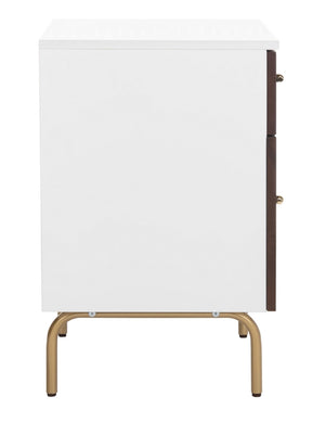 Safavieh Genevieve 2 Drawer Nightstand White Gold Wood NST5002B