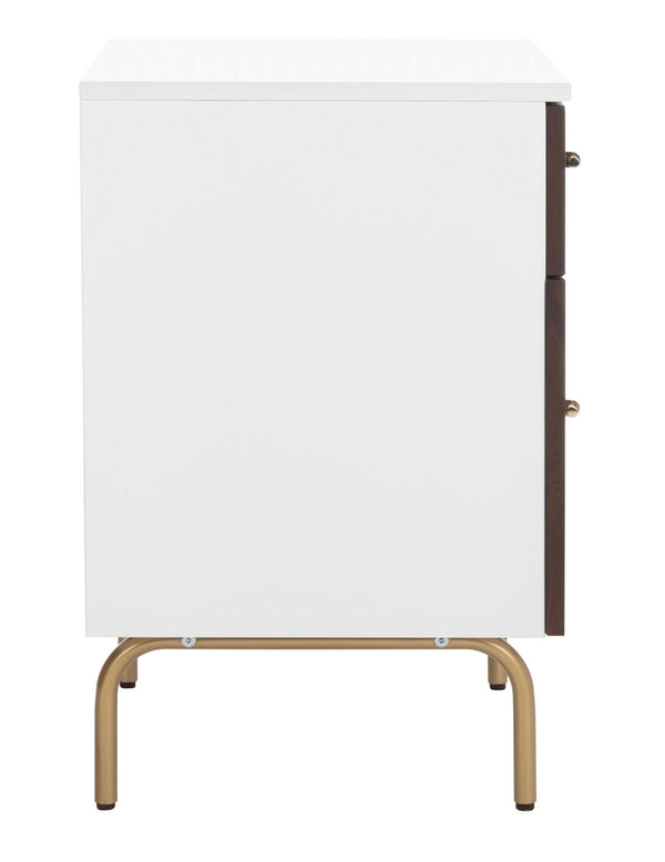 Safavieh Genevieve 2 Drawer Nightstand White Gold Wood NST5002B