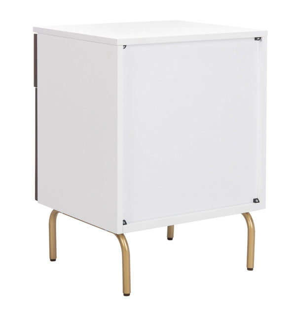 Safavieh Genevieve 2 Drawer Nightstand White Gold Wood NST5002B