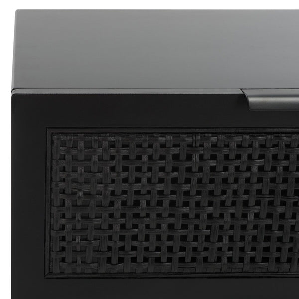 Safavieh Baisley 2 Drawer Rattan Nightstand Black NST5003B