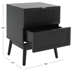 Safavieh Baisley 2 Drawer Rattan Nightstand Black NST5003B