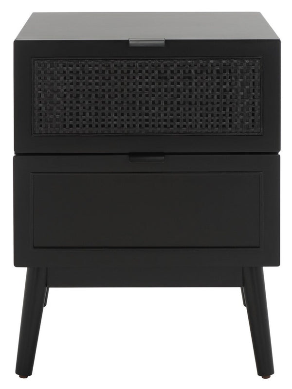Safavieh Baisley 2 Drawer Rattan Nightstand Black NST5003B