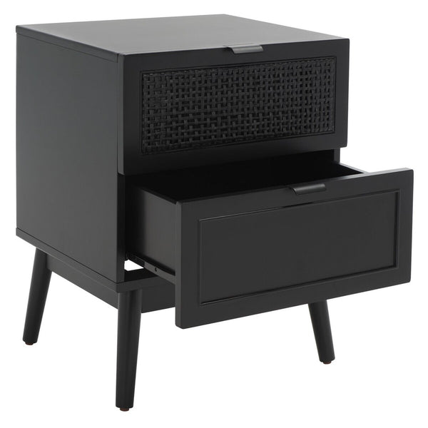 Safavieh Baisley 2 Drawer Rattan Nightstand Black NST5003B