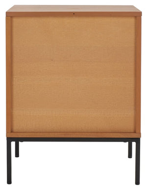 Zadie Modern Coastal Chic 2 Drawer Nightstand with Rattan Details for Stylish Bedroom Storage