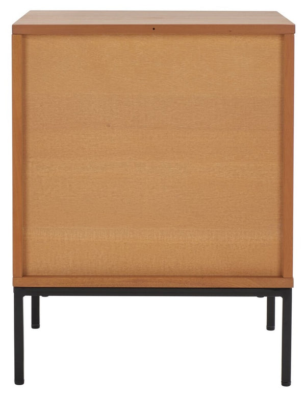 Zadie Modern Coastal Chic 2 Drawer Nightstand with Rattan Details for Stylish Bedroom Storage