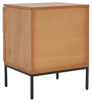 Zadie Modern Coastal Chic 2 Drawer Nightstand with Rattan Details for Stylish Bedroom Storage