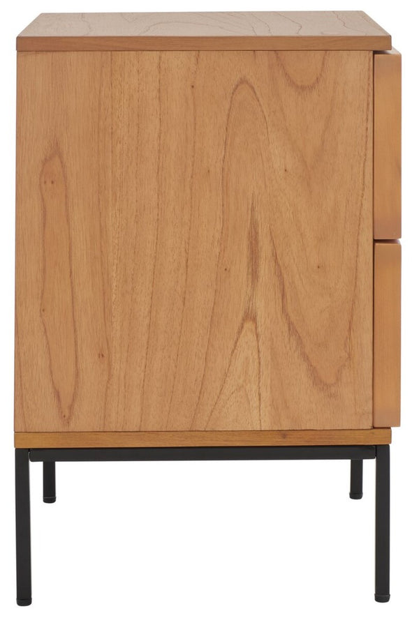 Zadie Modern Coastal Chic 2 Drawer Nightstand with Rattan Details for Stylish Bedroom Storage