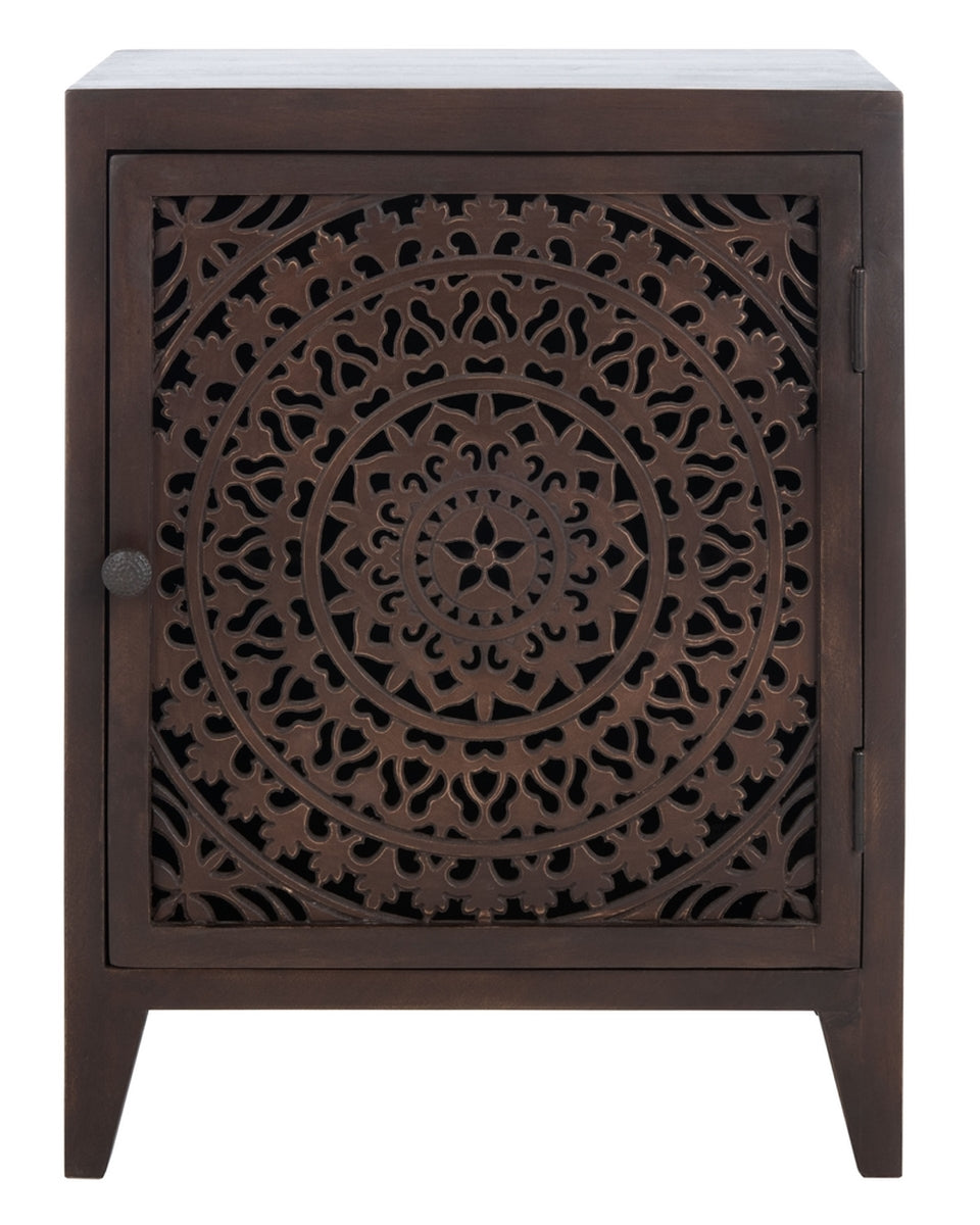 Safavieh Thea 1 Door Carved Nightstand Brown Wood NST5300A