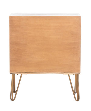 Safavieh Solene 1 Drawer Textured Nightstand Natural Brass Wood NST5302A