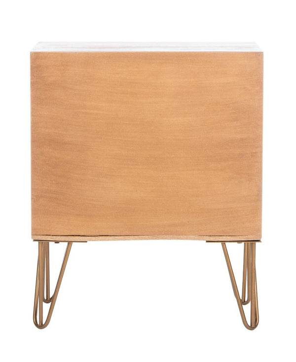 Safavieh Solene 1 Drawer Textured Nightstand Natural Brass Wood NST5302A