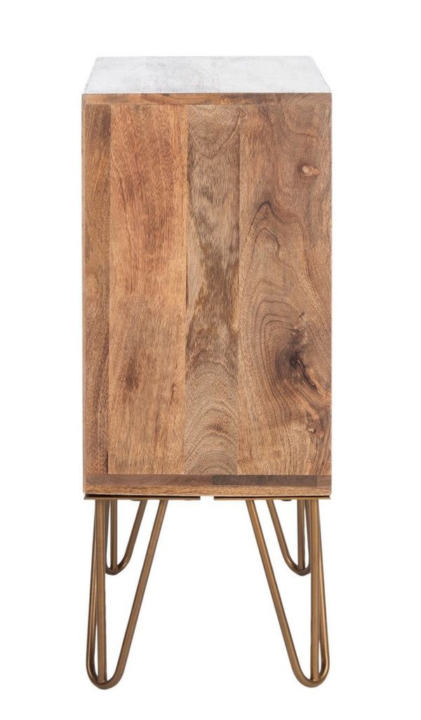 Safavieh Solene 1 Drawer Textured Nightstand Natural Brass Wood NST5302A