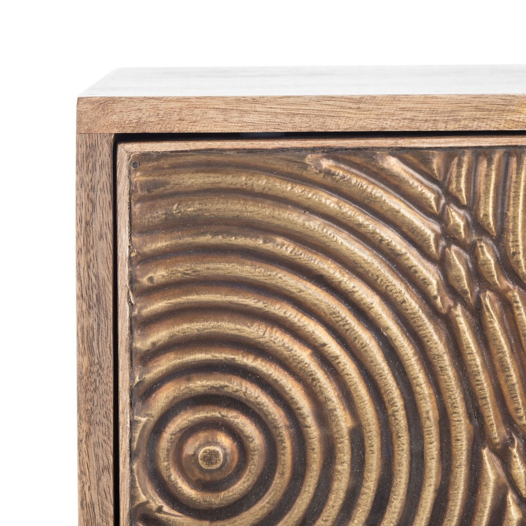 Safavieh Solene 1 Drawer Textured Nightstand Natural Brass Wood NST5302A