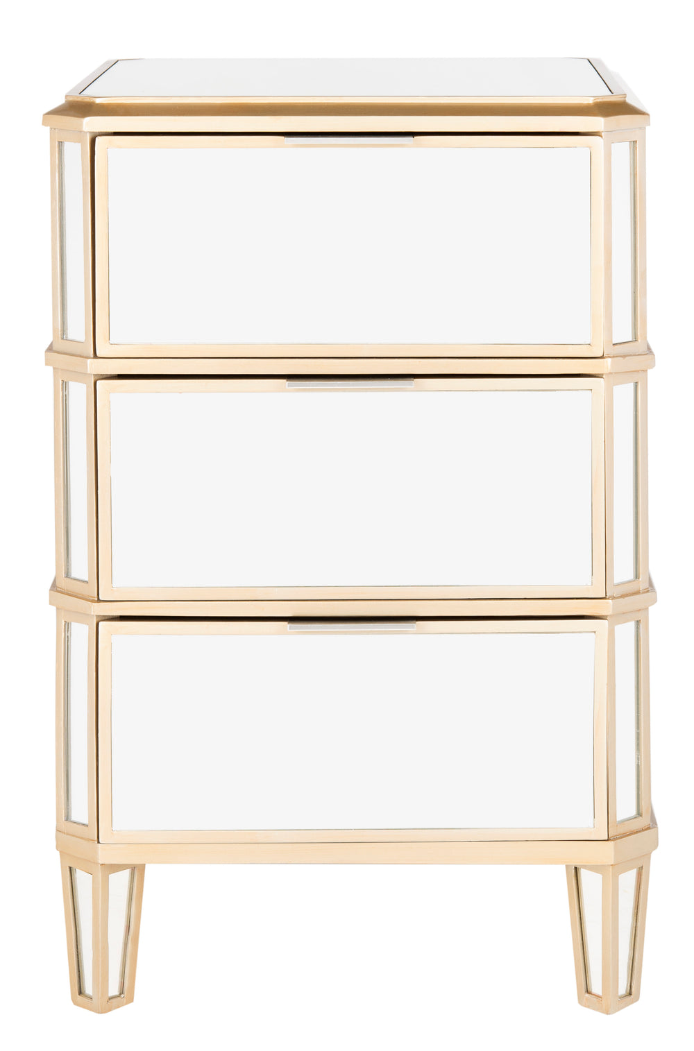 Safavieh Giana 3 Drawer Nightstand Mirror Wood/Metal/Mirror NST6601A 889048625334