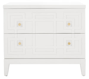 Luiza 2 Drawer Nightstand White / Gold Wood NST6602A