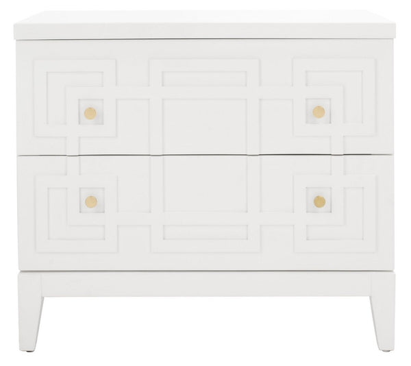 Luiza 2 Drawer Nightstand White / Gold Wood NST6602A