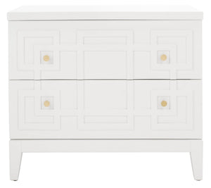 Luiza 2 Drawer Nightstand White / Gold Wood NST6602A