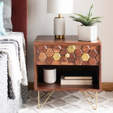 Safavieh Raveena Nightstand in Natural and Brass NST9002A 889048721241